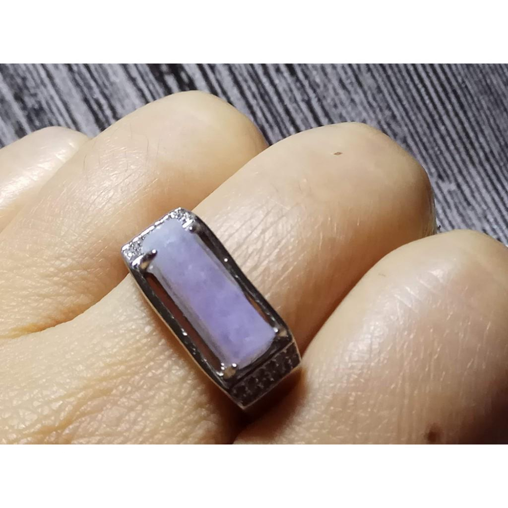 正宗緬甸玉翡翠A貨冰糯種翡翠翠玉戒指冰種透濃紫羅蘭玉戒活圍925銀珠寶寶石首飾飾品-細節圖9