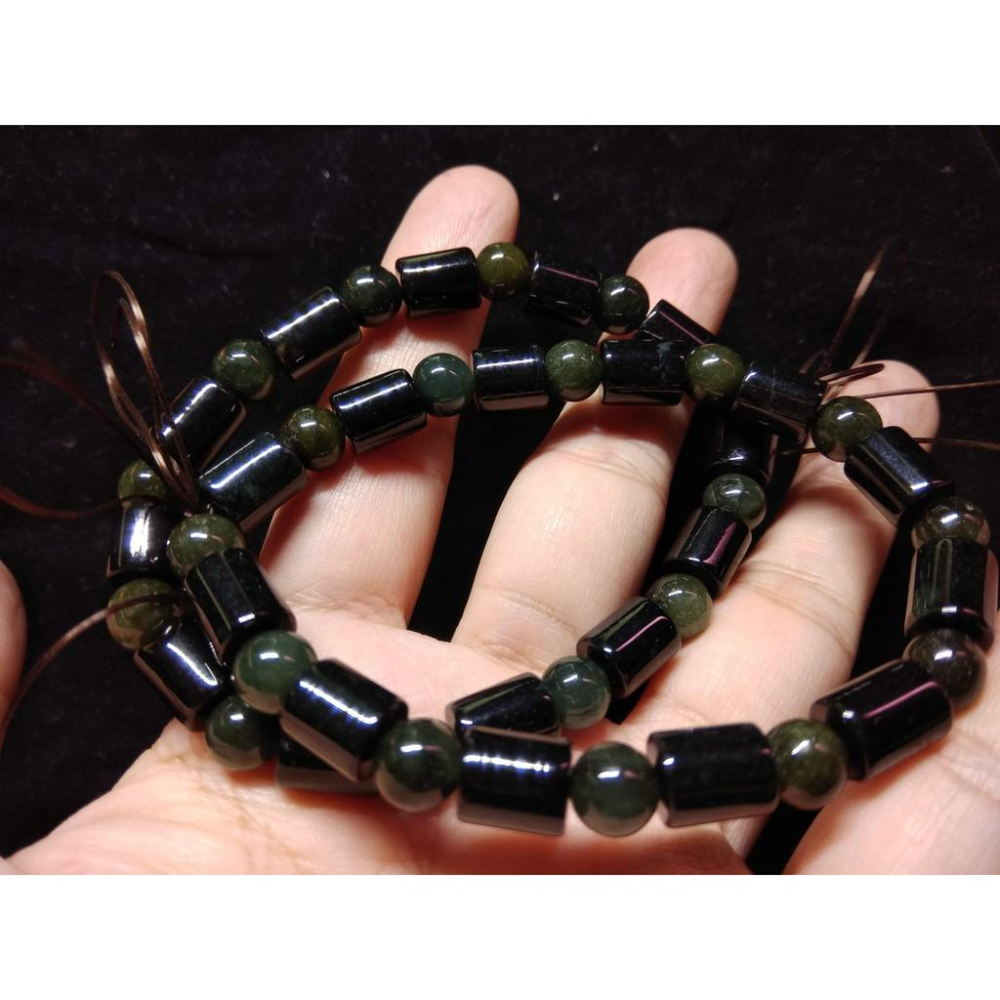 天然玉石緬甸玉翡翠A貨單圈桶珠圓珠藍水墨翠手鍊翠玉珠鍊手環手串佛珠7.6MM天然油青種水頭好珠寶玉石首飾飾品-細節圖2