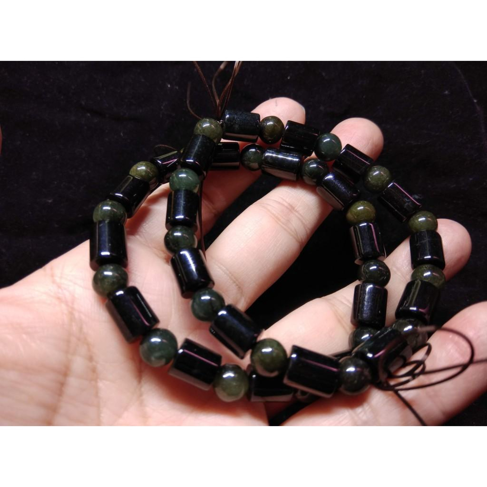 天然玉石緬甸玉翡翠A貨單圈桶珠圓珠藍水墨翠手鍊翠玉珠鍊手環手串佛珠7.6MM天然油青種水頭好珠寶玉石首飾飾品-細節圖3