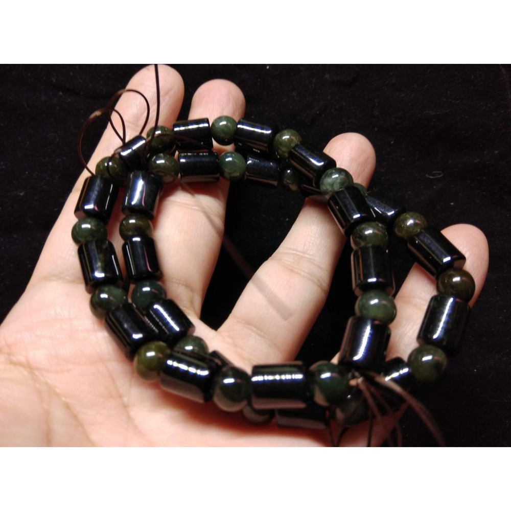 天然玉石緬甸玉翡翠A貨單圈桶珠圓珠藍水墨翠手鍊翠玉珠鍊手環手串佛珠7.6MM天然油青種水頭好珠寶玉石首飾飾品-細節圖4