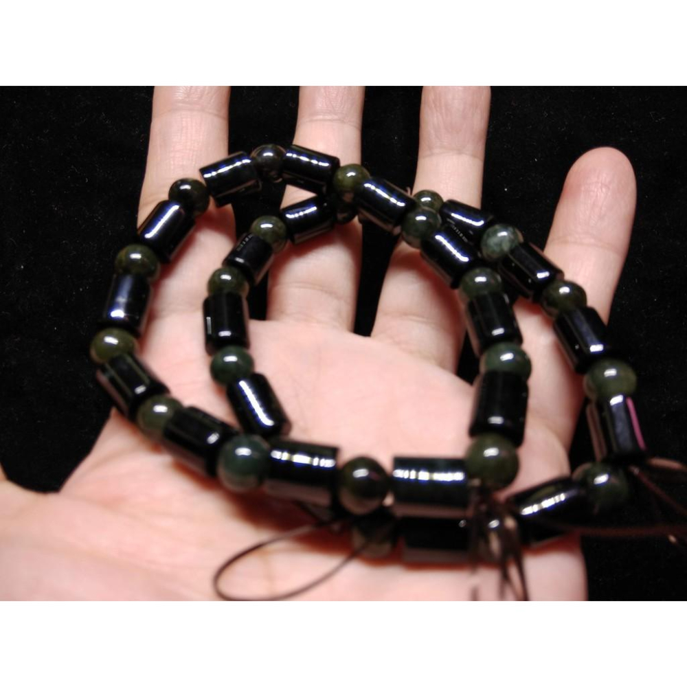 天然玉石緬甸玉翡翠A貨單圈桶珠圓珠藍水墨翠手鍊翠玉珠鍊手環手串佛珠7.6MM天然油青種水頭好珠寶玉石首飾飾品-細節圖6