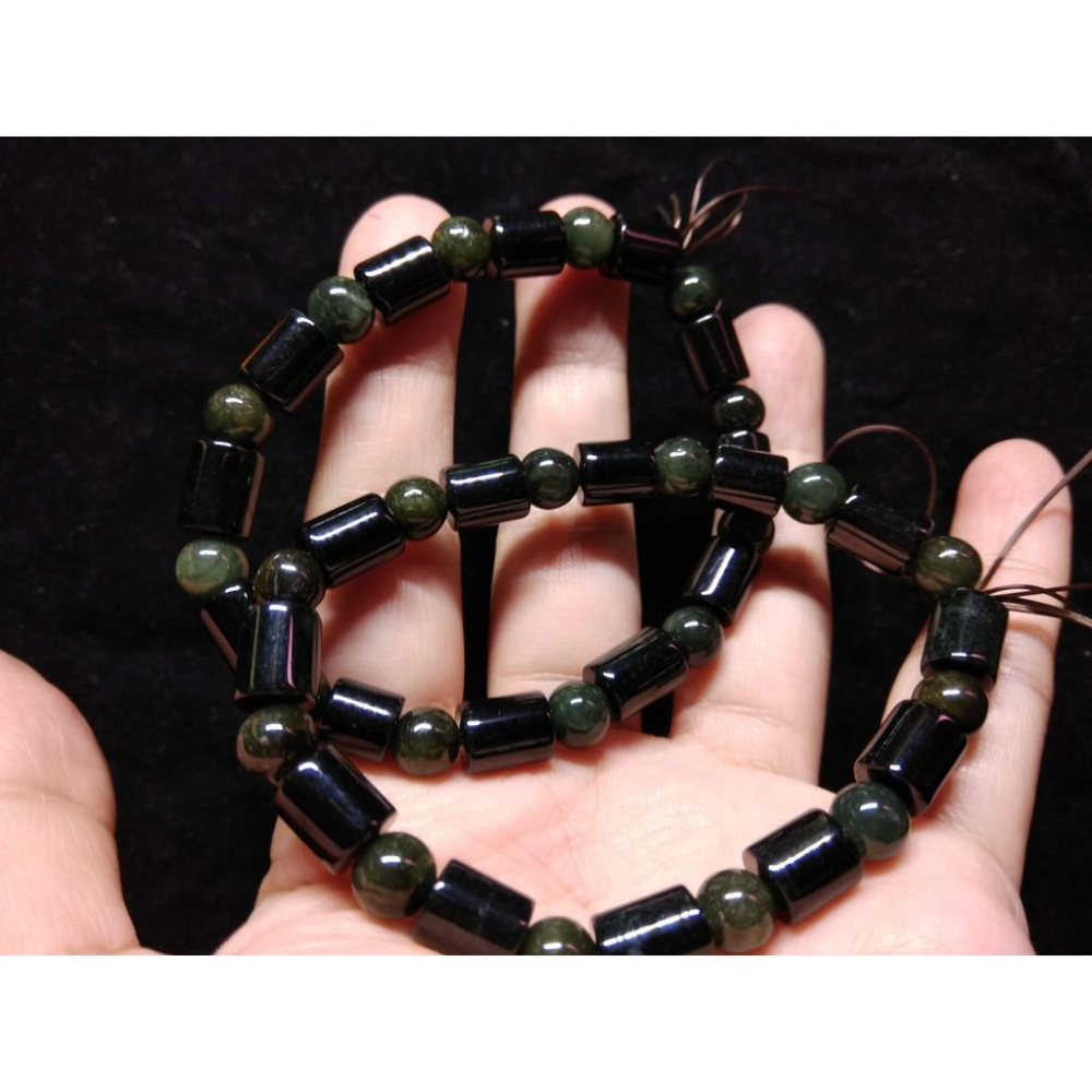 天然玉石緬甸玉翡翠A貨單圈桶珠圓珠藍水墨翠手鍊翠玉珠鍊手環手串佛珠7.6MM天然油青種水頭好珠寶玉石首飾飾品-細節圖7