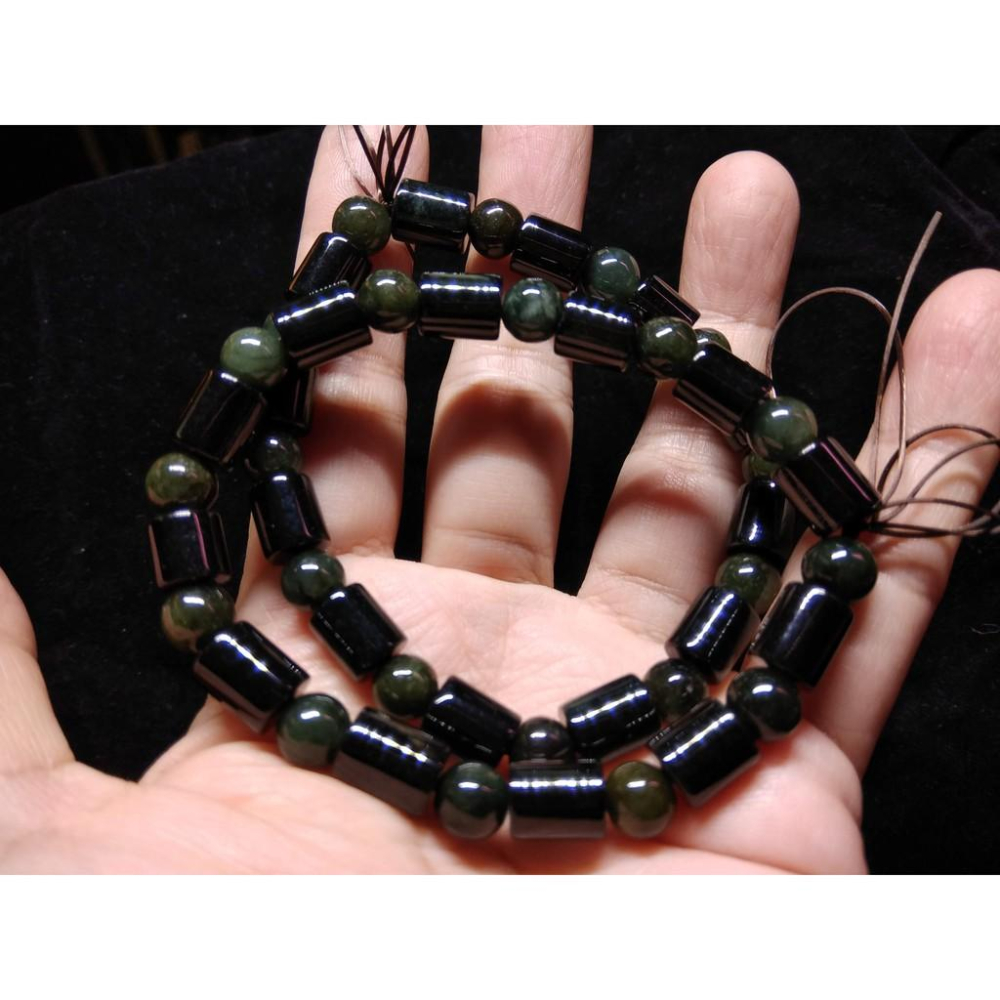 天然玉石緬甸玉翡翠A貨單圈桶珠圓珠藍水墨翠手鍊翠玉珠鍊手環手串佛珠7.6MM天然油青種水頭好珠寶玉石首飾飾品-細節圖8