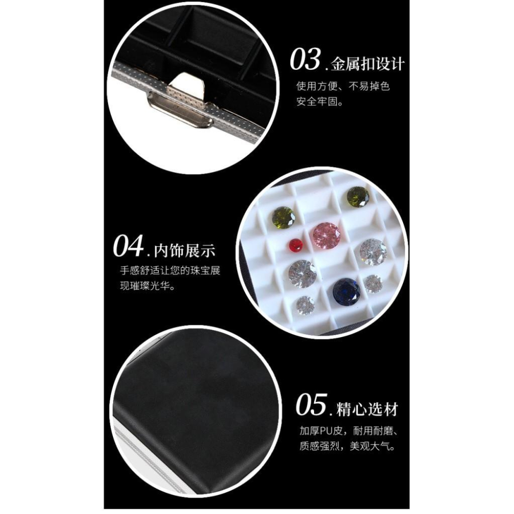 玻璃蓋寶石裸石收納盒軟硅膠鑽石盒彩寶盒天窗盒翻蓋30格按扣便捷展示珠寶盒戒戒面盒-細節圖7