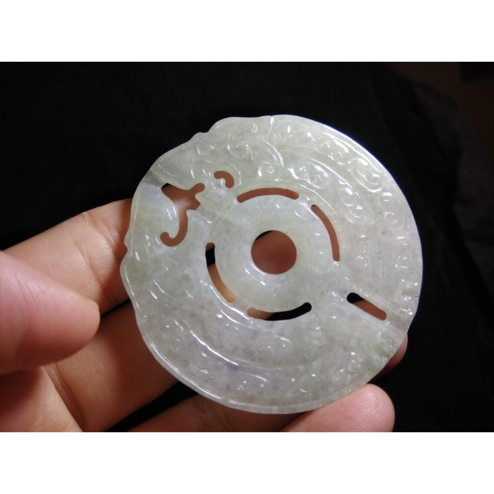 天然緬甸玉翡翠A貨鏤空冰種蘋果綠雙龍平安扣玉珮吊墜墜子玉墬掛件項鍊58*58.2*3.3mm珠寶寶石首飾飾品-細節圖2