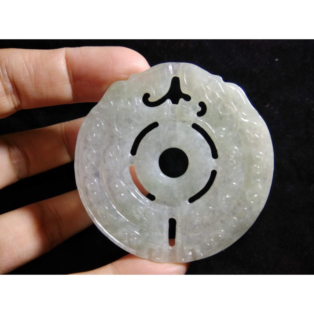 天然緬甸玉翡翠A貨鏤空冰種蘋果綠雙龍平安扣玉珮吊墜墜子玉墬掛件項鍊58*58.2*3.3mm珠寶寶石首飾飾品-細節圖3