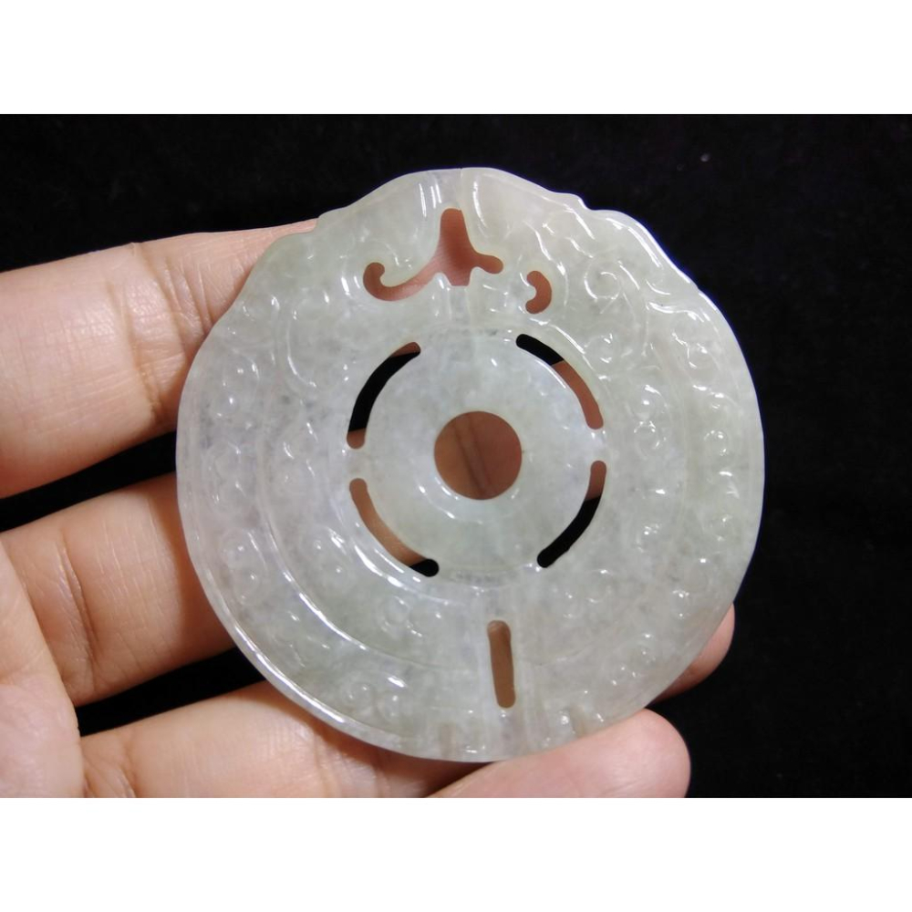 天然緬甸玉翡翠A貨鏤空冰種蘋果綠雙龍平安扣玉珮吊墜墜子玉墬掛件項鍊58*58.2*3.3mm珠寶寶石首飾飾品-細節圖7