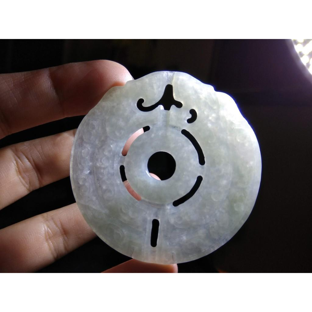 天然緬甸玉翡翠A貨鏤空冰種蘋果綠雙龍平安扣玉珮吊墜墜子玉墬掛件項鍊58*58.2*3.3mm珠寶寶石首飾飾品-細節圖8