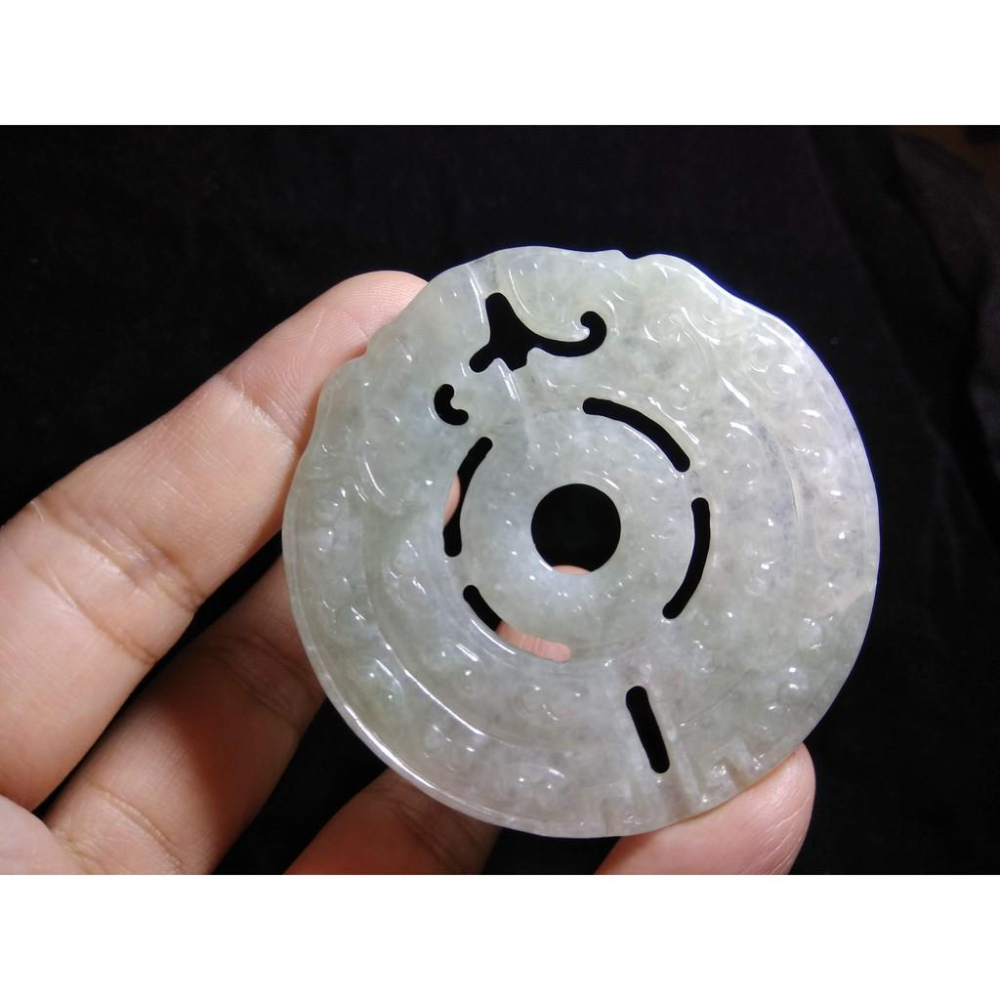 天然緬甸玉翡翠A貨鏤空冰種蘋果綠雙龍平安扣玉珮吊墜墜子玉墬掛件項鍊58*58.2*3.3mm珠寶寶石首飾飾品-細節圖9