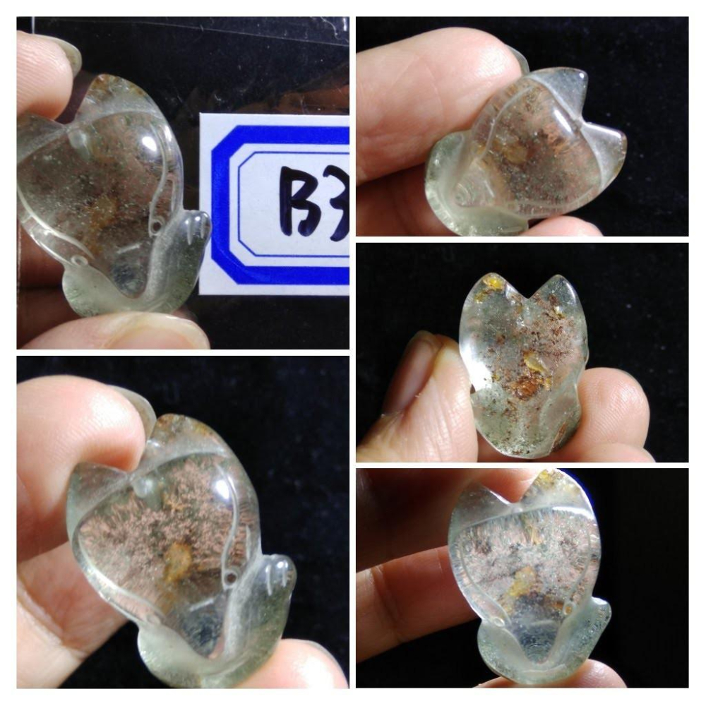 b組天然水晶滿天星花幽靈彩色花紫紅綠幽靈狐狸吊墜吊飾掛飾掛墜墜子珠寶寶石玉石首飾飾品-細節圖4