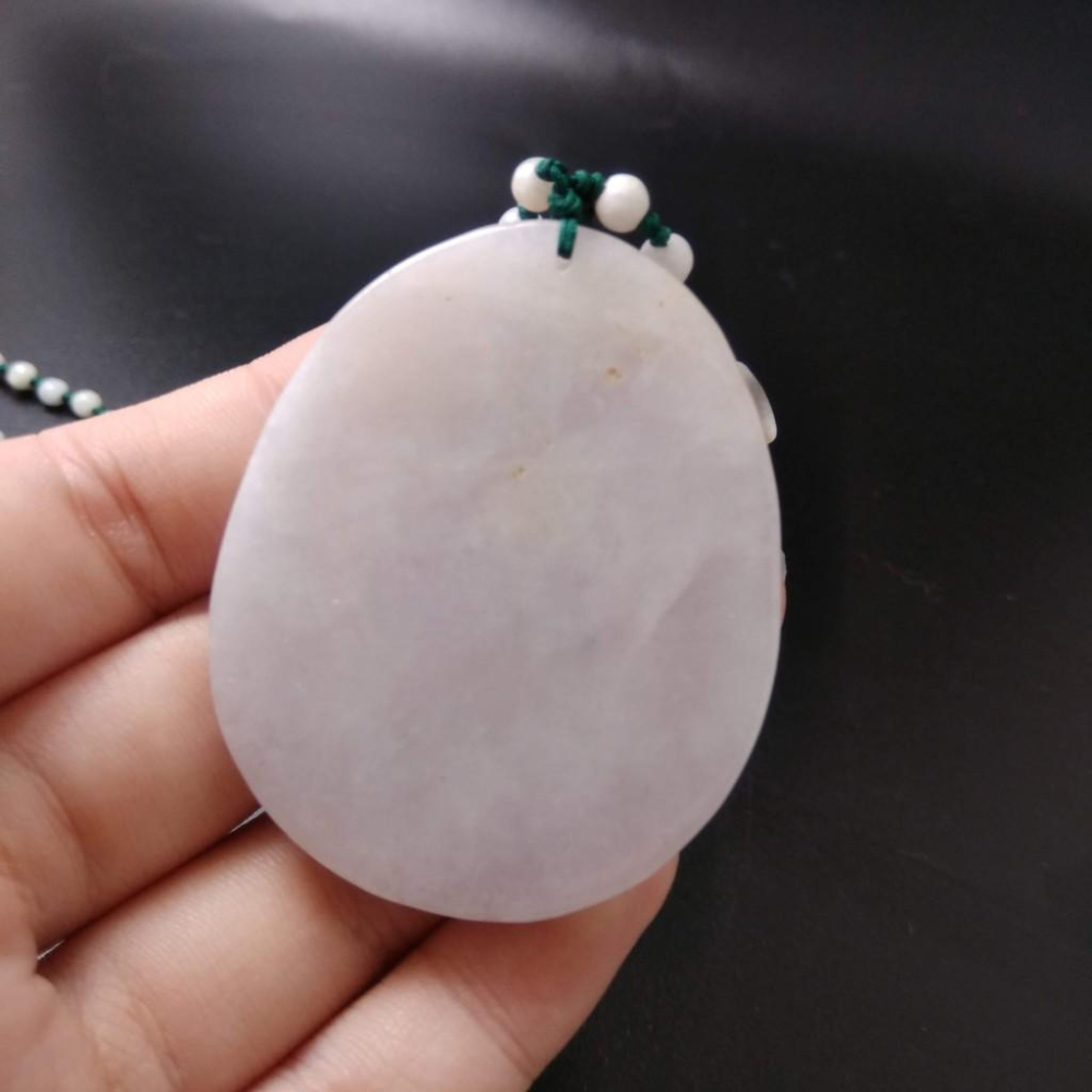 天然玉石緬甸玉硬玉A貨翡翠紫羅蘭精雕觀音吊墬玉珮50.6*41.1*7mm墬子玉墬掛件觀音菩薩如來保佑平安珠寶-細節圖2