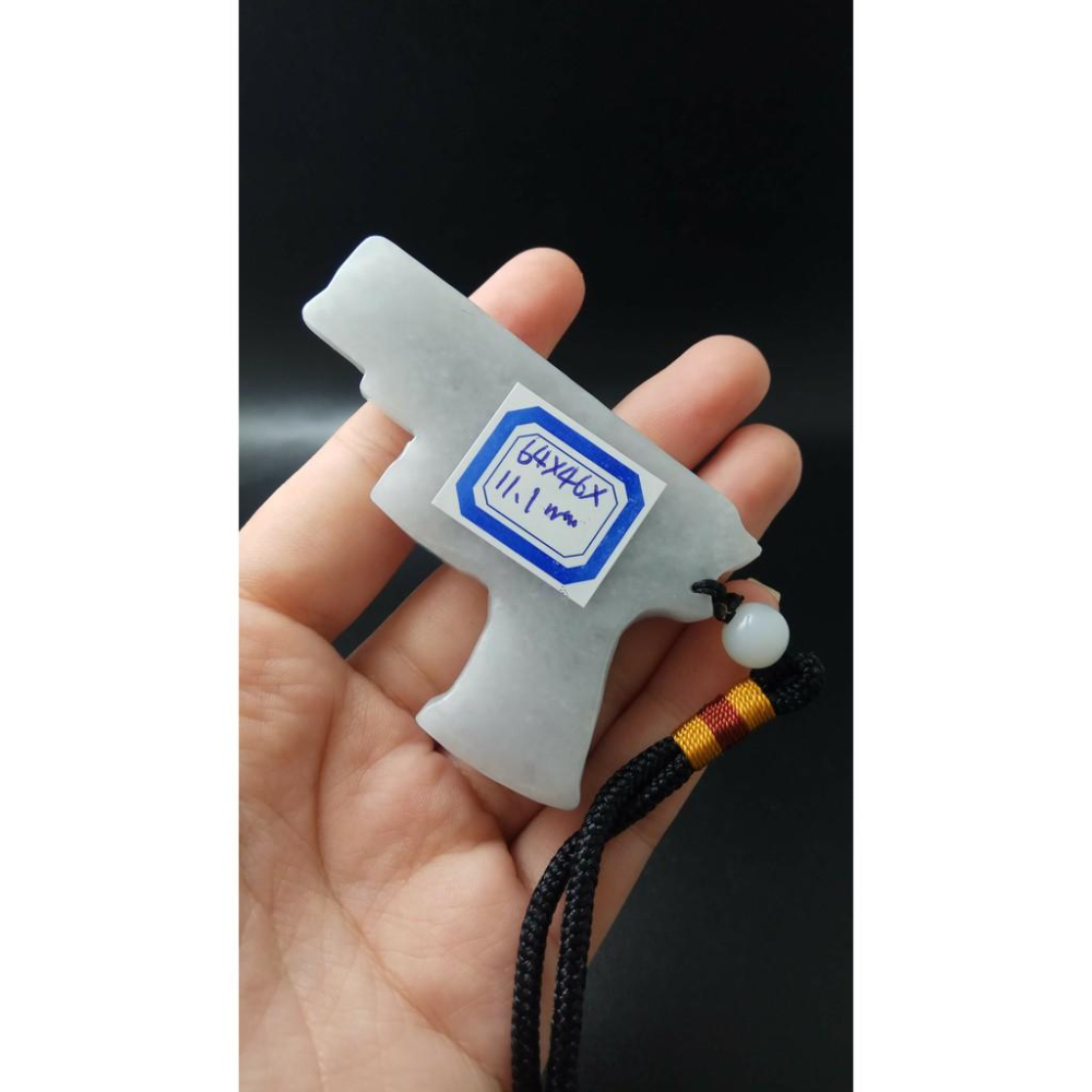 手槍造型天然玉石緬甸玉硬玉A貨翡翠雙面立體精雕吊墬64*46*11.1mm玉珮墬子玉墬掛件平安珠寶寶石首飾飾品-細節圖3
