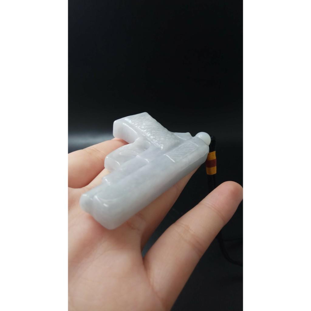 手槍造型天然玉石緬甸玉硬玉A貨翡翠雙面立體精雕吊墬64*46*11.1mm玉珮墬子玉墬掛件平安珠寶寶石首飾飾品-細節圖5