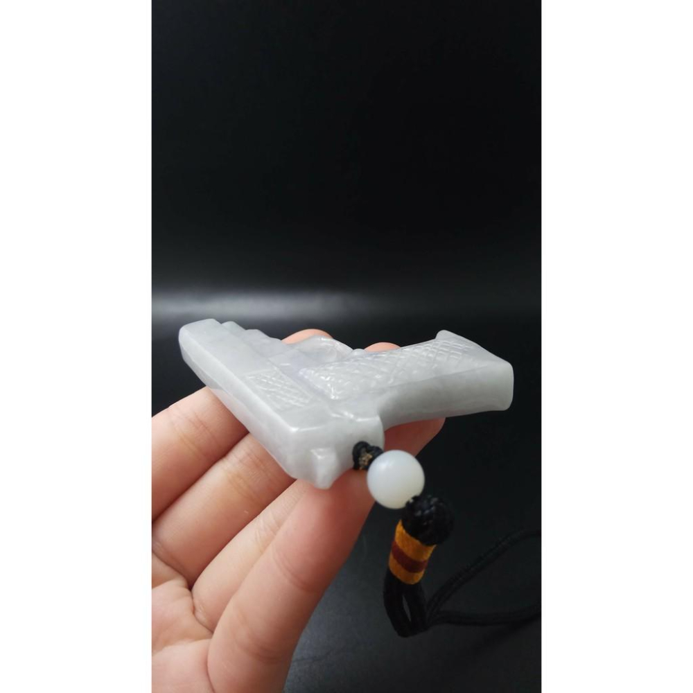 手槍造型天然玉石緬甸玉硬玉A貨翡翠雙面立體精雕吊墬64*46*11.1mm玉珮墬子玉墬掛件平安珠寶寶石首飾飾品-細節圖6