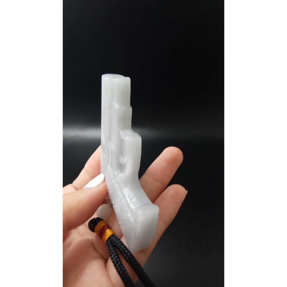 手槍造型天然玉石緬甸玉硬玉A貨翡翠雙面立體精雕吊墬64*46*11.1mm玉珮墬子玉墬掛件平安珠寶寶石首飾飾品-細節圖7