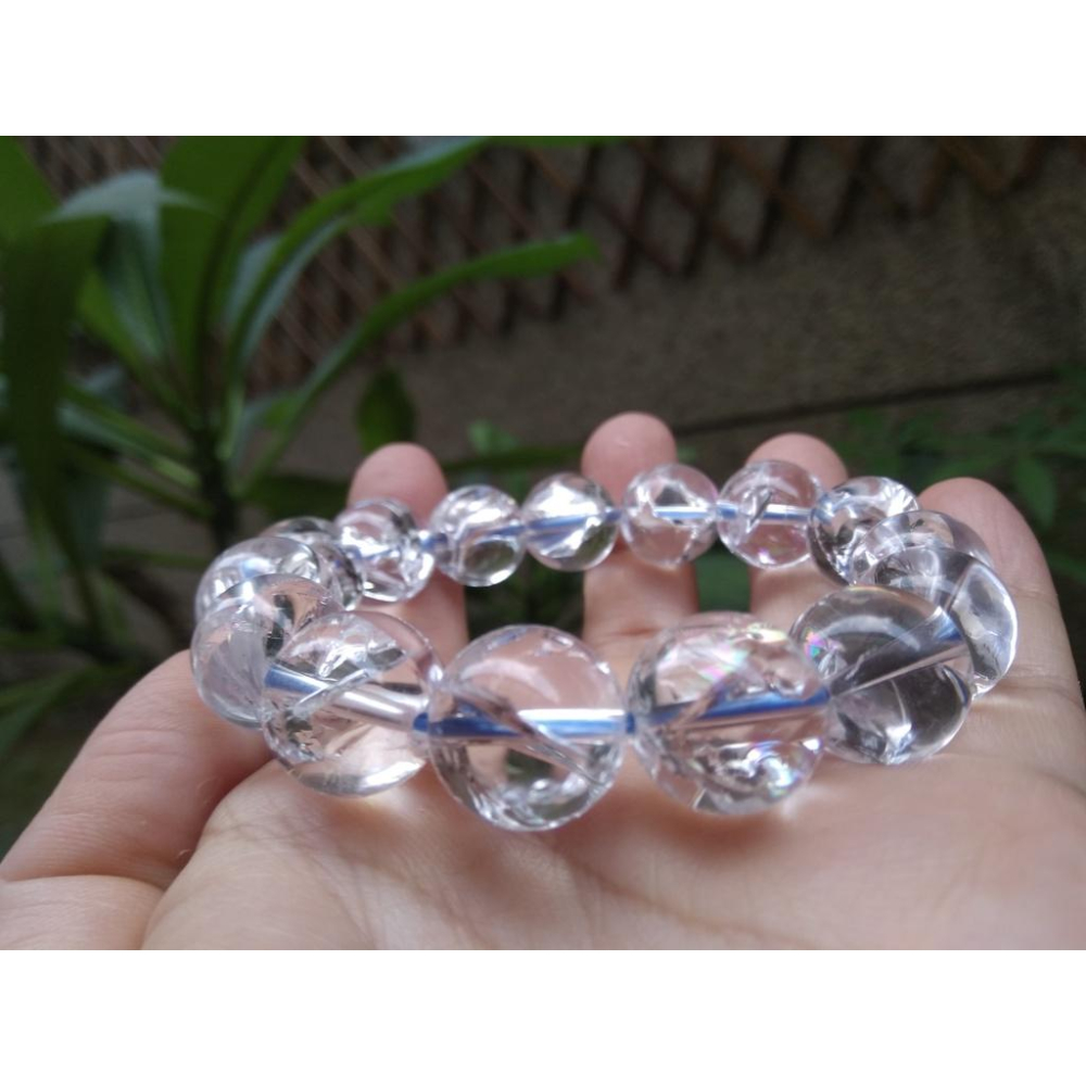 14.5mm收藏級喜馬拉雅彩虹水晶七彩高頻阿賽斯特萊膠花能量手鍊手串招財手珠佛珠超閃天然水晶珠寶首飾寶石-細節圖4