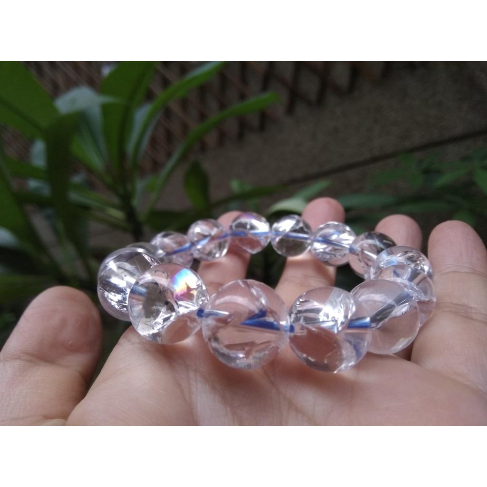 14.5mm收藏級喜馬拉雅彩虹水晶七彩高頻阿賽斯特萊膠花能量手鍊手串招財手珠佛珠超閃天然水晶珠寶首飾寶石-細節圖5