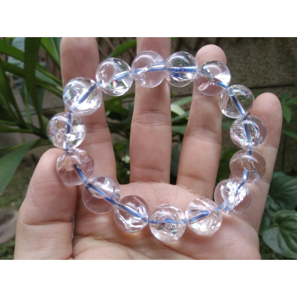 14.5mm收藏級喜馬拉雅彩虹水晶七彩高頻阿賽斯特萊膠花能量手鍊手串招財手珠佛珠超閃天然水晶珠寶首飾寶石-細節圖8