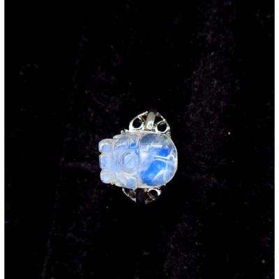 斯里蘭卡進口6mm藍月光石貔貅戒指正品活圍活口內徑可調整正品珠寶玉石首飾飾品