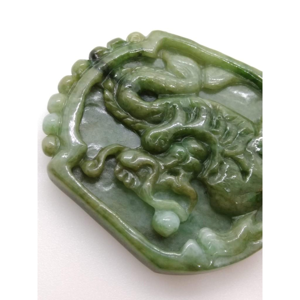 天然緬甸玉黃翡花青滿綠翡翠龍牌招財吊墜墜子玉墬掛件玉珮項鍊珠寶寶石首飾飾品-細節圖7