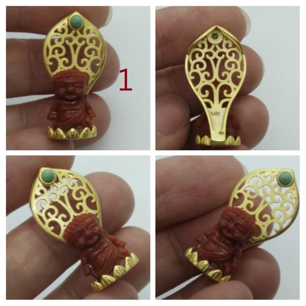 天然柿子紅南紅萌版寶寶佛阿彌陀佛如來佛菩薩吊墜墬子項鍊玉珮掛件用珠寶首飾玉石飾品-細節圖3