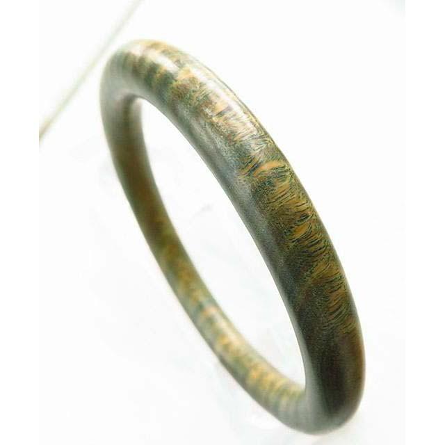 18.47圍天然綠檀木圓骨圓條手鐲玉鐲鐲子手環珠寶玉石首飾寶石飾品專櫃精品-細節圖4