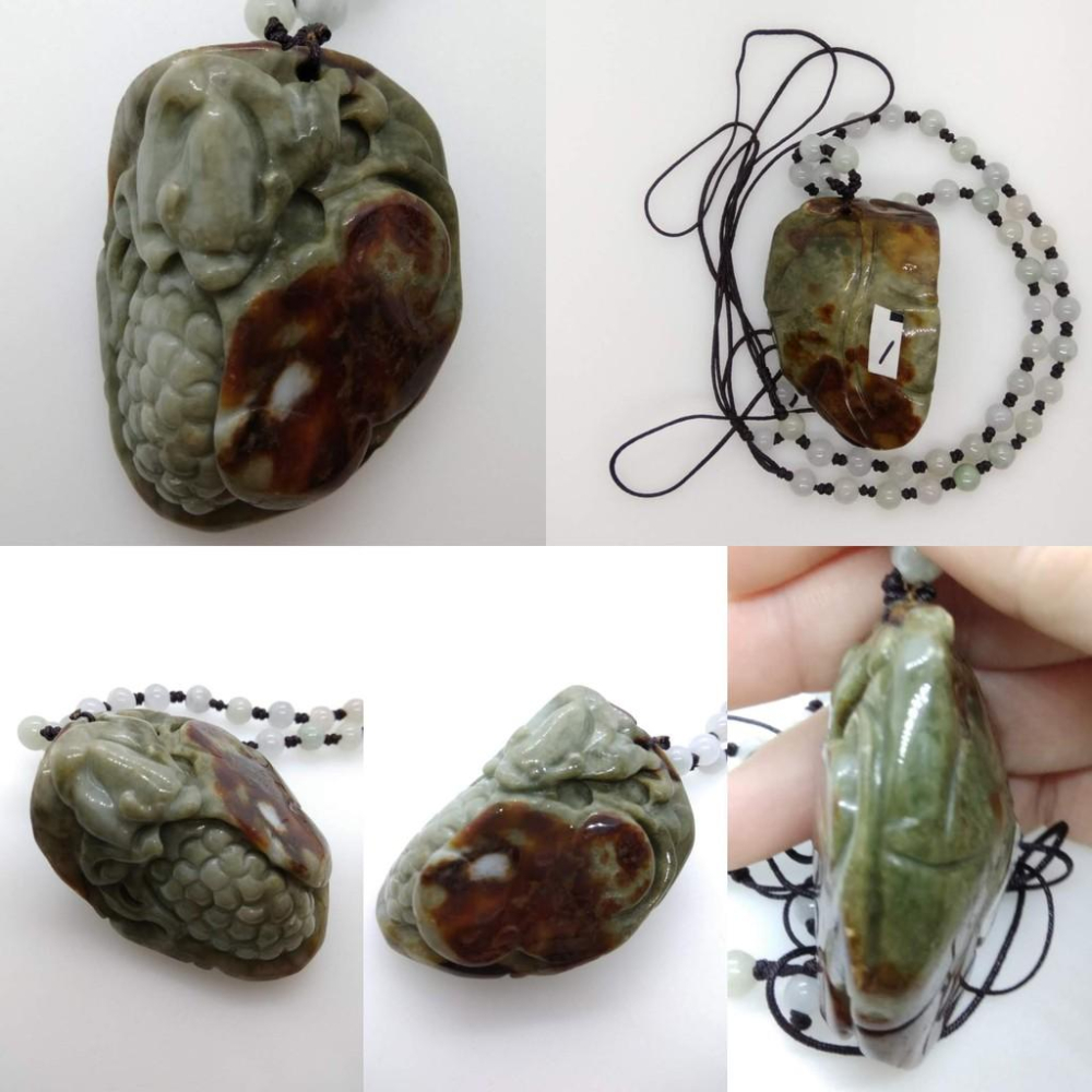 天然緬甸玉三彩紅翡翠貔貅螭龍如意吊墜墜子玉墬掛件玉珮項鍊珠寶寶石首飾飾品任選-A5-細節圖3