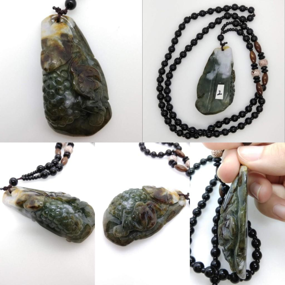 天然緬甸玉三彩紅翡翠貔貅螭龍如意吊墜墜子玉墬掛件玉珮項鍊珠寶寶石首飾飾品任選-A5-細節圖4