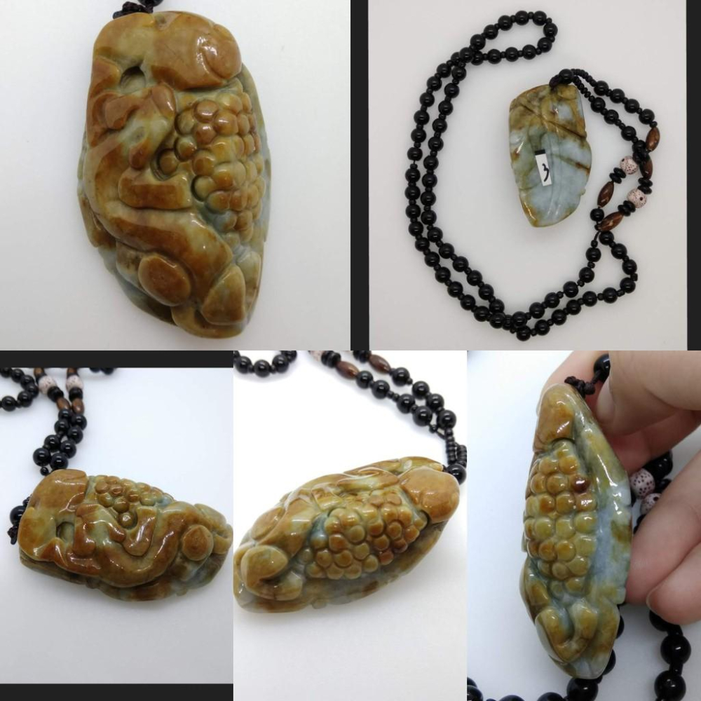 天然緬甸玉三彩紅翡翠貔貅螭龍如意吊墜墜子玉墬掛件玉珮項鍊珠寶寶石首飾飾品任選-A5-細節圖5