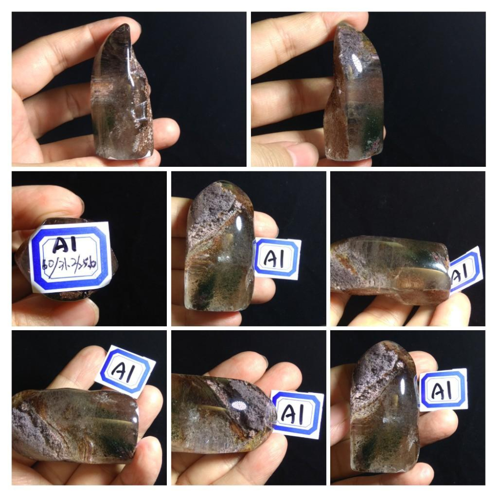 A天然水晶柱彩色花幽靈黃紫紅綠幽靈手把件擺件附底座握件把玩件風水擺飾招財珠寶玉石寶石-細節圖2