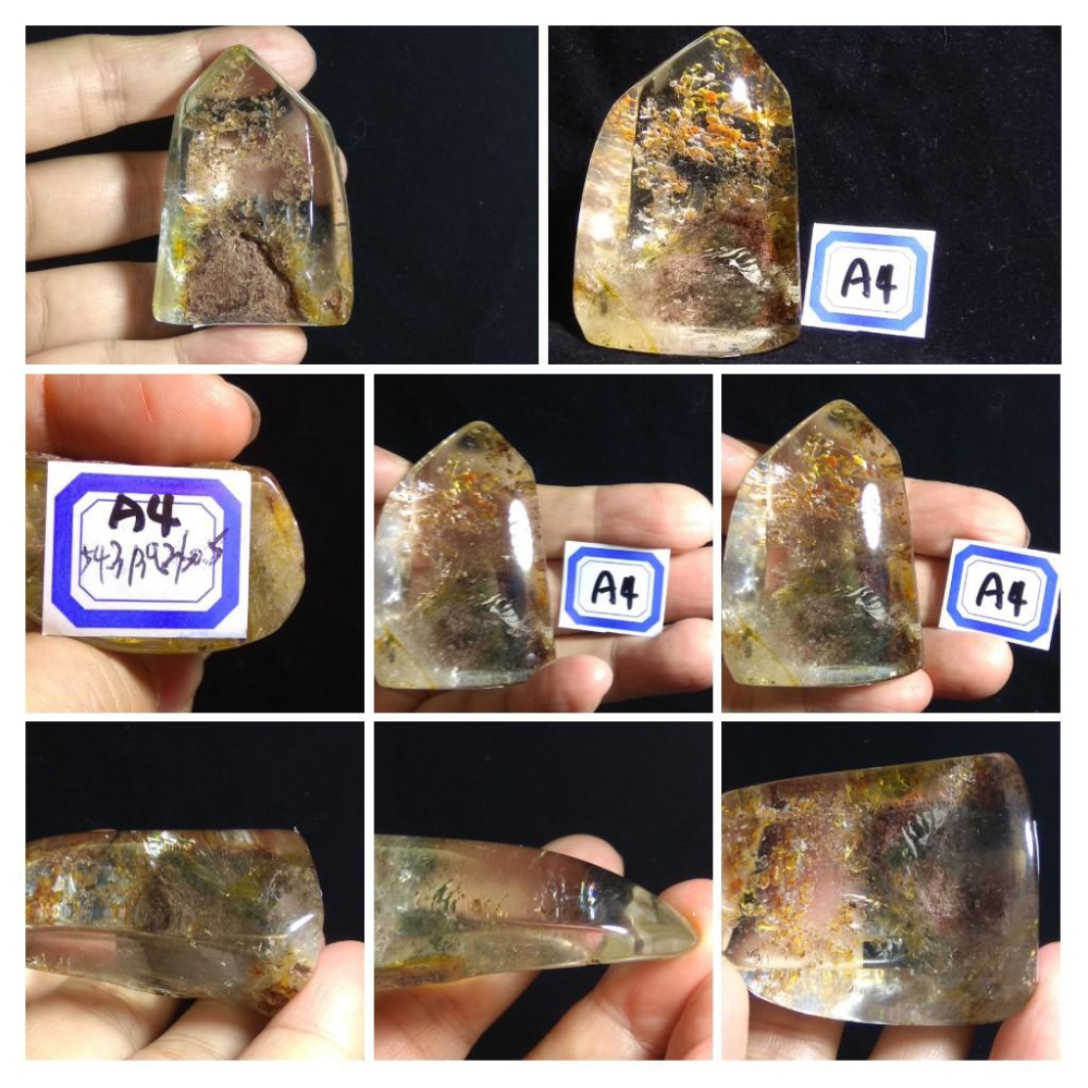 A天然水晶柱彩色花幽靈黃紫紅綠幽靈手把件擺件附底座握件把玩件風水擺飾招財珠寶玉石寶石-細節圖5
