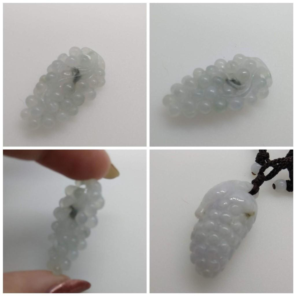 天然緬甸玉正品A貨雕刻紫羅蘭葡萄身體健康精神飽滿吊墜墜子玉墬掛件玉珮項鍊珠寶寶石首飾飾品-B-細節圖3