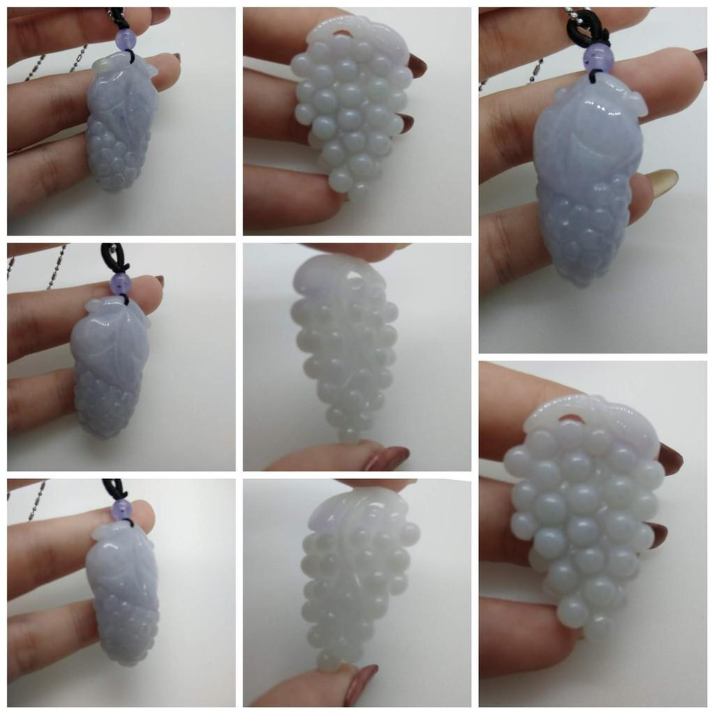 天然緬甸玉正品A貨雕刻紫羅蘭葡萄身體健康精神飽滿吊墜墜子玉墬掛件玉珮項鍊珠寶寶石首飾飾品-B-細節圖6