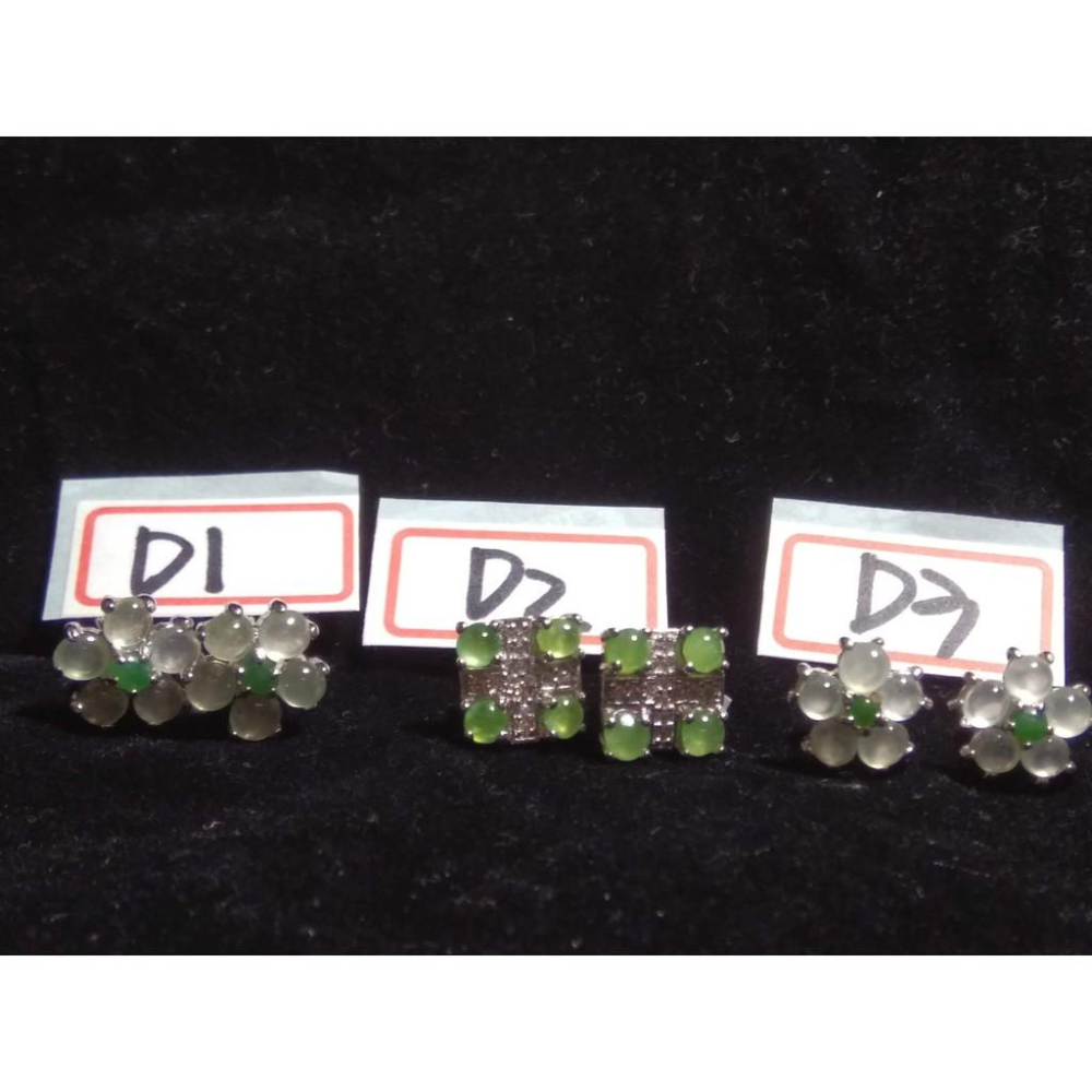 天然玉石硬玉翡翠a貨冰種花朵造型號耳環耳飾耳鈎耳釘耳針玉墜耳墜925銀小花鑲嵌珠寶寶石首飾飾品數款項任選其一D組-細節圖3