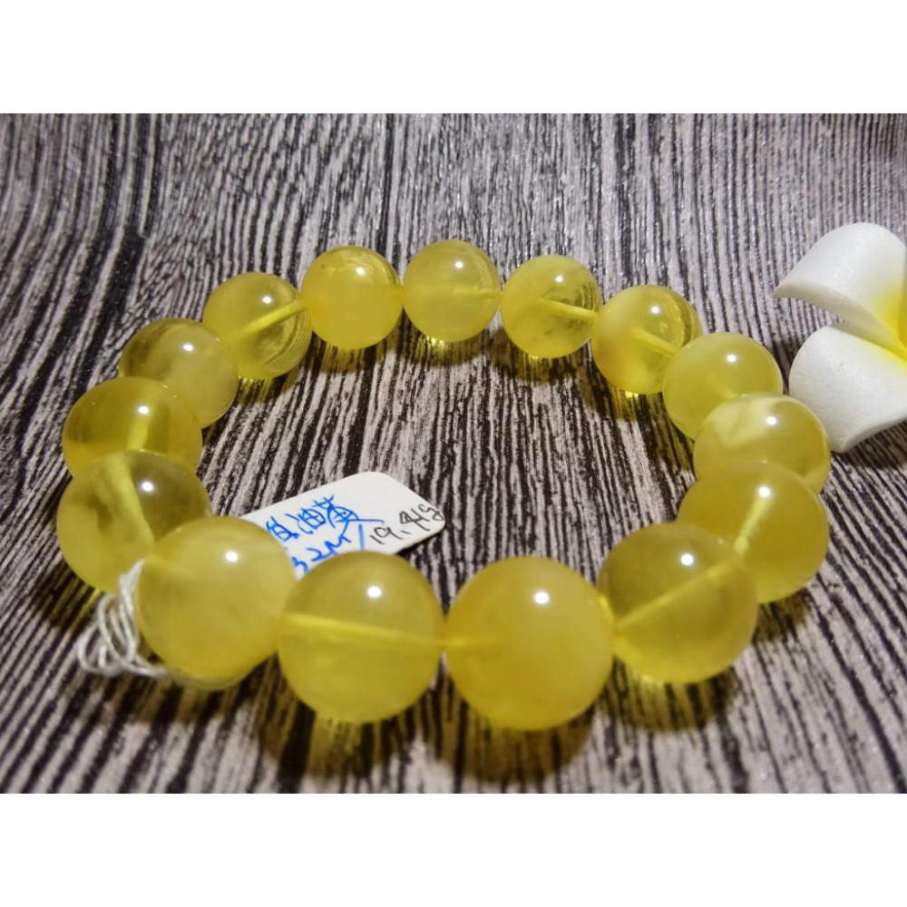 收藏級天然金絞蜜雞油黃琥珀蜜蠟手串手鍊手鏈手珠佛珠手環稀有13.2mm/19.41g水晶珠寶玉石寶石首飾飾品專櫃精品-細節圖4