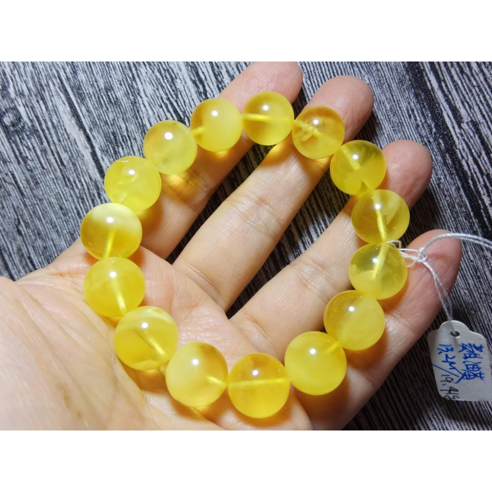 收藏級天然金絞蜜雞油黃琥珀蜜蠟手串手鍊手鏈手珠佛珠手環稀有13.2mm/19.41g水晶珠寶玉石寶石首飾飾品專櫃精品-細節圖6