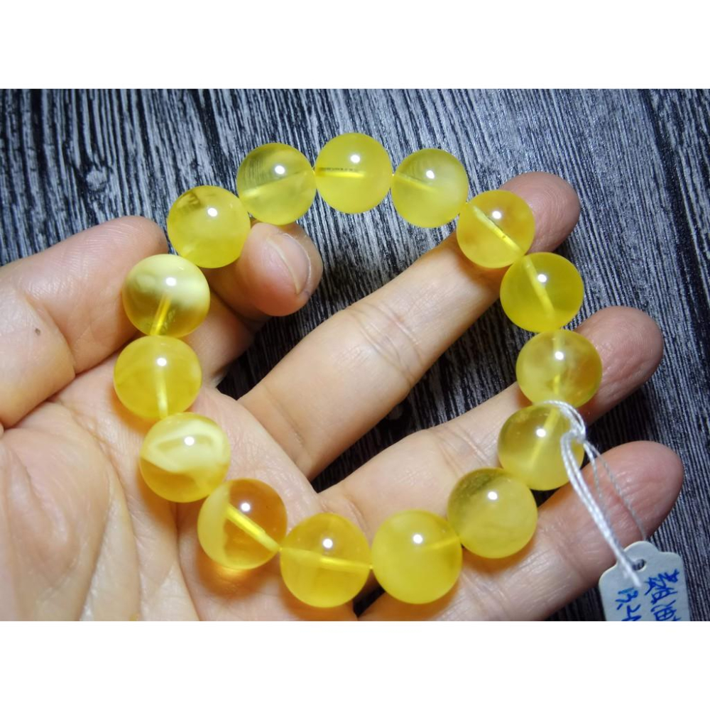 收藏級天然金絞蜜雞油黃琥珀蜜蠟手串手鍊手鏈手珠佛珠手環稀有13.2mm/19.41g水晶珠寶玉石寶石首飾飾品專櫃精品-細節圖8