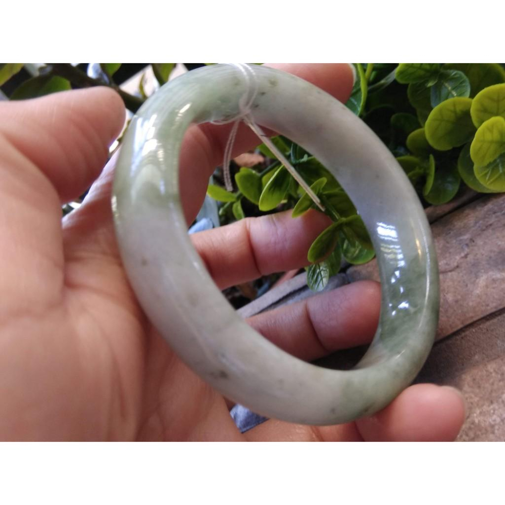 18圍天然緬甸玉硬玉翡翠A貨冰糯種冰正陽綠綠春帶彩紫羅蘭手鐲玉鐲鐲子手環平安鐲扁口鐲鐲細膩有種水珠寶玉石首飾飾品-細節圖5