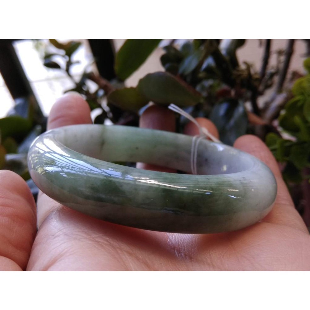 18圍天然緬甸玉硬玉翡翠A貨冰糯種冰正陽綠綠春帶彩紫羅蘭手鐲玉鐲鐲子手環平安鐲扁口鐲鐲細膩有種水珠寶玉石首飾飾品-細節圖8