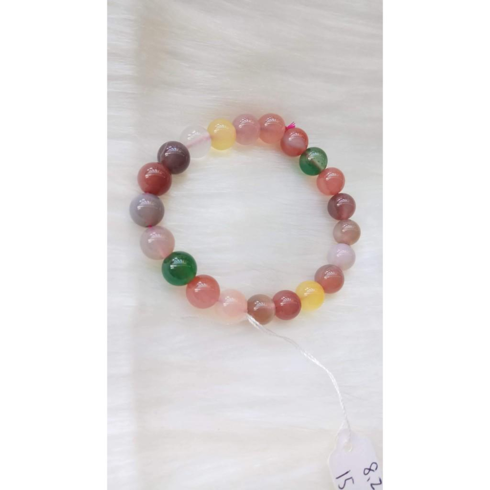 超美彩色糖果多寶瑪瑙單圈圓珠手鍊手環手珠8.2mm/15.8g手串玉石珠寶首飾寶石飾品專櫃精品-細節圖3