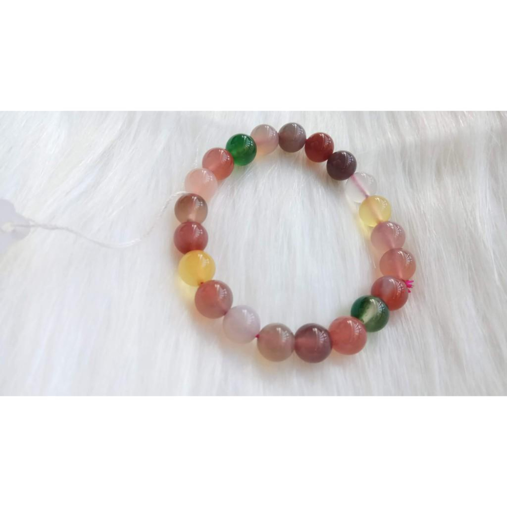 超美彩色糖果多寶瑪瑙單圈圓珠手鍊手環手珠8.2mm/15.8g手串玉石珠寶首飾寶石飾品專櫃精品-細節圖5
