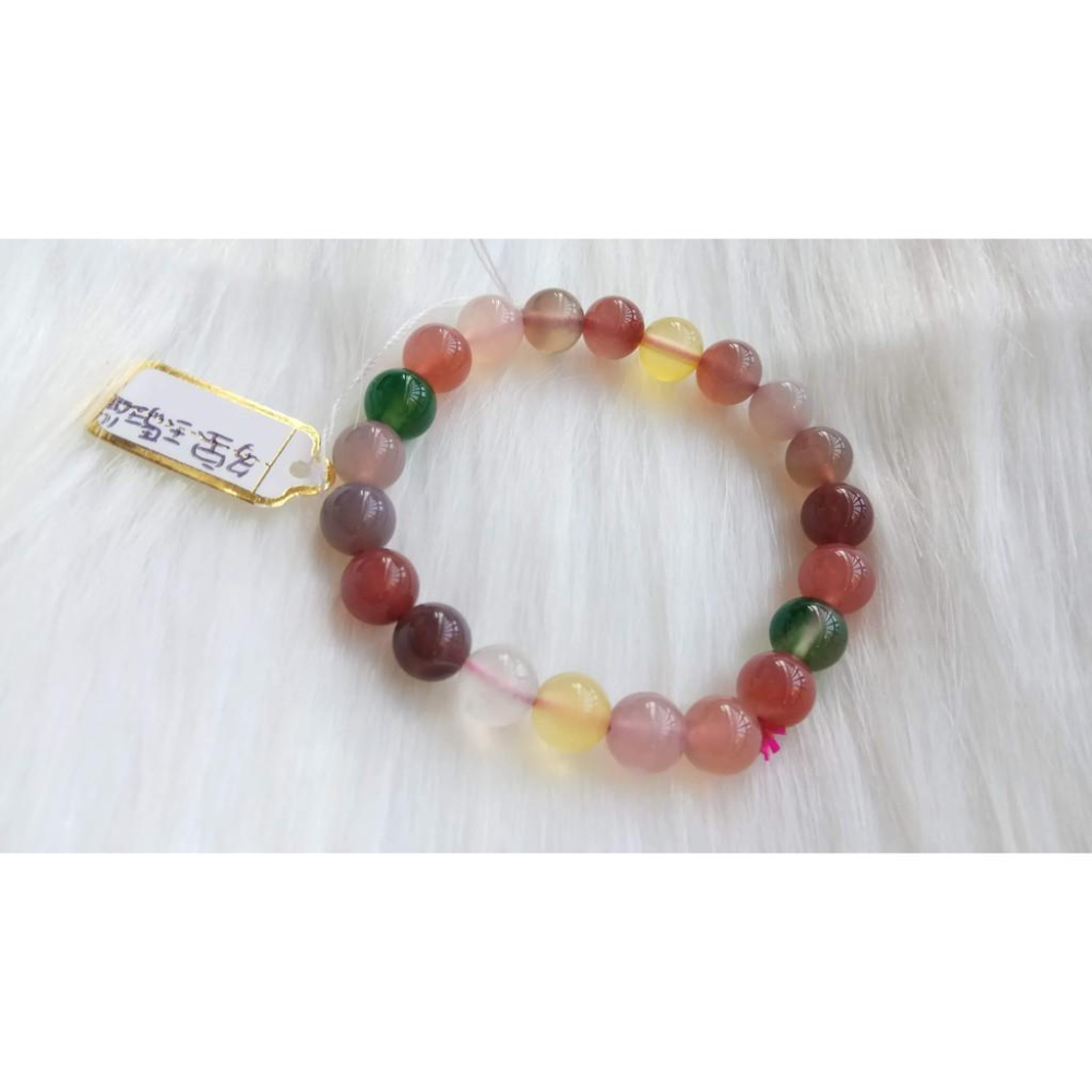 超美彩色糖果多寶瑪瑙單圈圓珠手鍊手環手珠8.2mm/15.8g手串玉石珠寶首飾寶石飾品專櫃精品-細節圖8