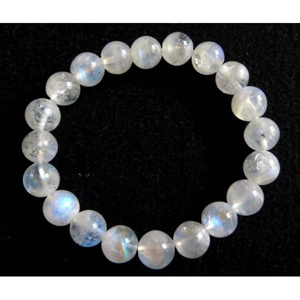 玻璃體藍光充足極美藍月光石單圈手鍊手鏈手串手珠佛珠9.5mm/24.3g寶玉石寶石首飾飾品-細節圖2