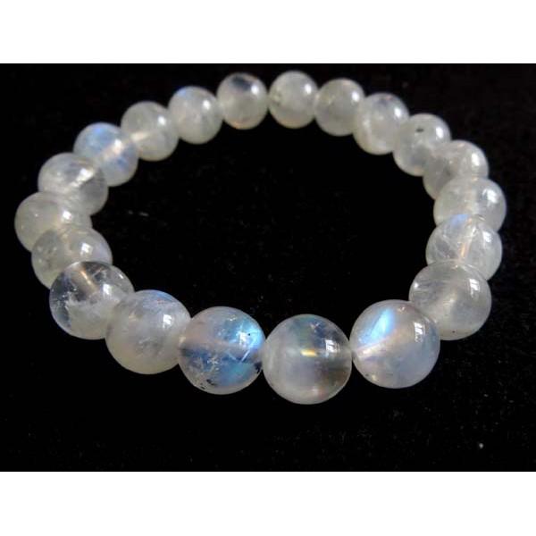 玻璃體藍光充足極美藍月光石單圈手鍊手鏈手串手珠佛珠9.5mm/24.3g寶玉石寶石首飾飾品-細節圖3