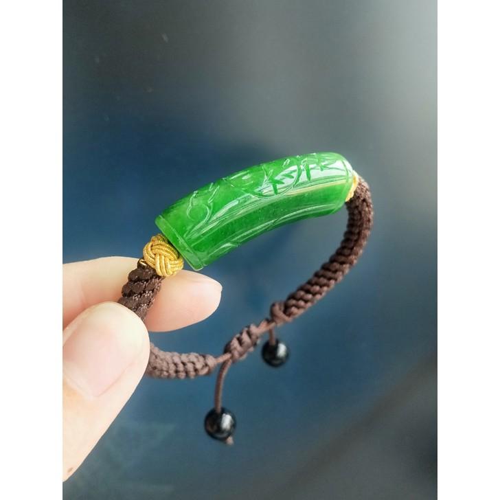 天然玉石首飾飾品翡翠A貨緬甸玉珠鍊翡翠幹青乾青干青手編繩手鍊手串手珠手環-細節圖4
