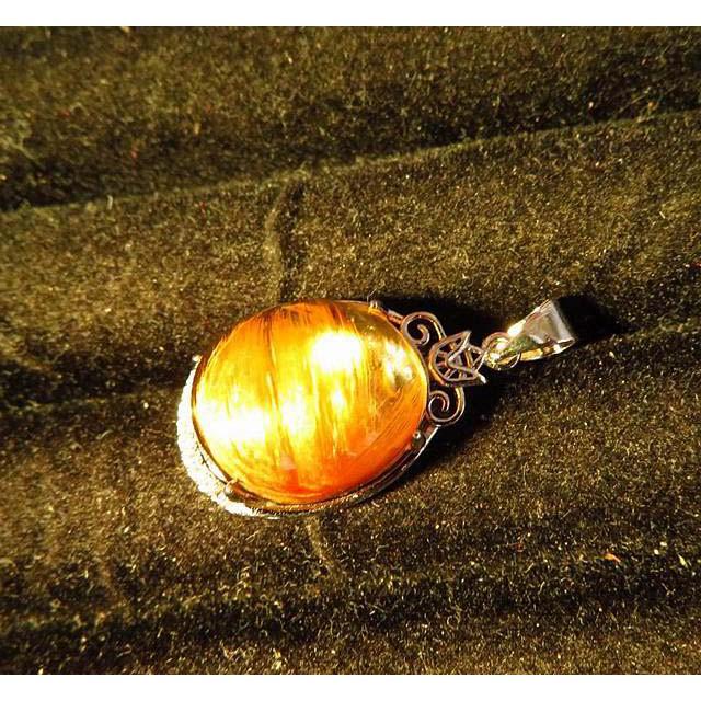 金光閃閃瑞氣千條全順髮超滿絲貓眼金髮晶吊墬墬子掛件鈦晶掛墬項鍊24*14*10mm珠寶玉石首飾飾品-細節圖2