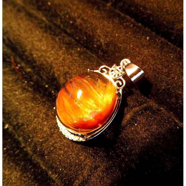 金光閃閃瑞氣千條全順髮超滿絲貓眼金髮晶吊墬墬子掛件鈦晶掛墬項鍊24*14*10mm珠寶玉石首飾飾品-細節圖3