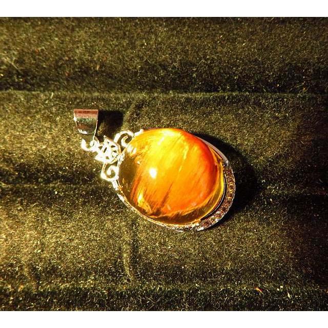 金光閃閃瑞氣千條全順髮超滿絲貓眼金髮晶吊墬墬子掛件鈦晶掛墬項鍊24*14*10mm珠寶玉石首飾飾品-細節圖4