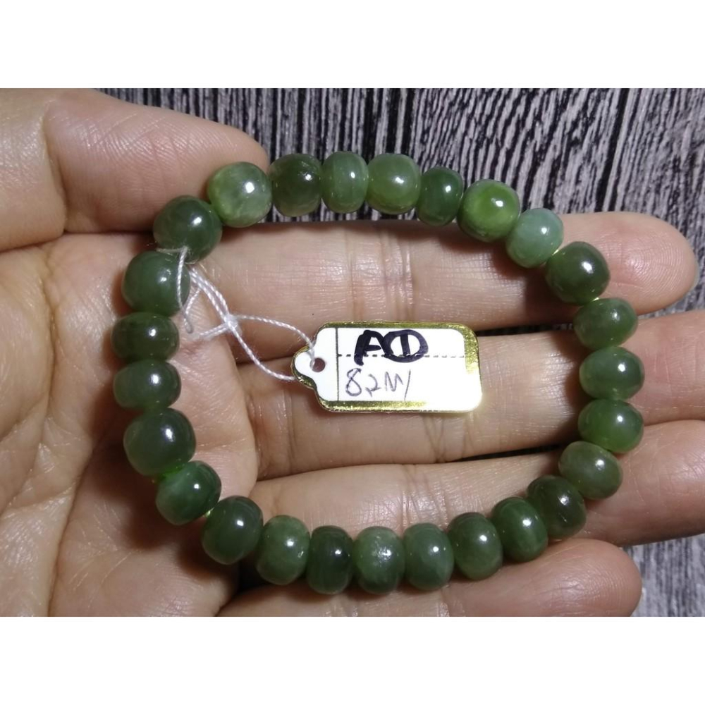 天然和闐玉和田玉軟玉滿綠碧玉手鍊手環手珠手串8.2-10.4mm珠寶首飾寶石飾品數款任選其一a組-細節圖2