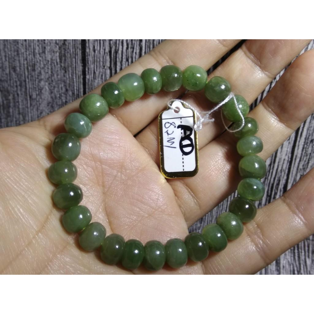 天然和闐玉和田玉軟玉滿綠碧玉手鍊手環手珠手串8.2-10.4mm珠寶首飾寶石飾品數款任選其一a組-細節圖3